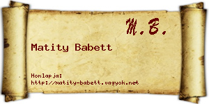 Matity Babett névjegykártya
